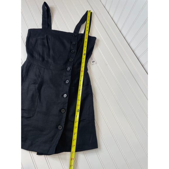 NWT Equipment Linen Katia Button Front Mini Dress Black Squared Neck Linen 00 - Picture 5 of 8